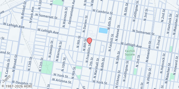 Map showing Playstreet 2600 N Franklin St. at 2642 N Franklin St., Philadelphia, PA