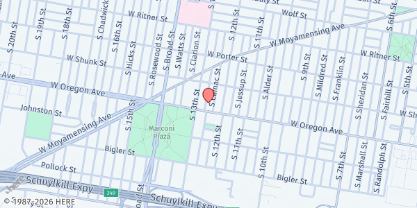 Map showing Playstreet 2600 S. Iseminger St. at 2647 S. Iseminger St., Philadelphia, PA