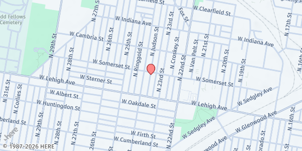 Map showing Playstreet 2700 N. Judson st at 2763 N. Judson st, Philadelphia, PA