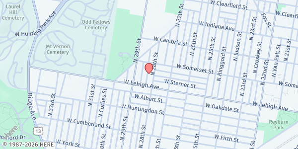 Map showing Playstreet 2700 N. Newkirk St. at 2735 N. Newkirk St., Philadelphia, PA