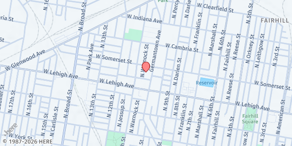 Map showing Playstreet 2700 N Warnock St. at 2721 N Warnock St., Philadelphia, PA