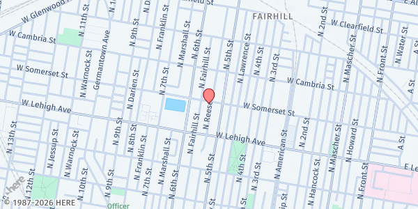 Map showing Playstreet 2700 Reese St. at 520 W. Somerset St., Philadelphia, PA