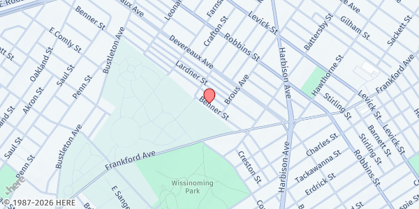 Map showing Playstreet 2800 Benner St. at 2843 Benner St., Philadelphia, PA