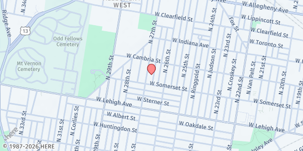 Map showing Playstreet 2800 N. Taney St. at 2826 N. Taney St, Philadelphia, PA