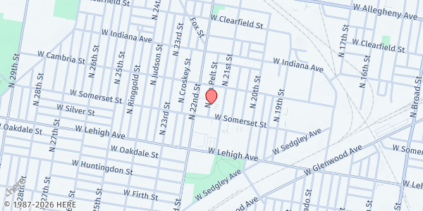 Map showing Playstreet 2800 Vanpelt Street at 2825 N. Vanpelt St, Philadelphia, PA