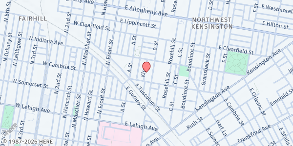 Map showing Playstreet 2900 Kip St. at 2921 Kip St., Philadelphia, PA