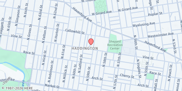 Map showing Playstreet 300 N. Redfield St. at 315 N. Redfield Street, Philadelphia, PA