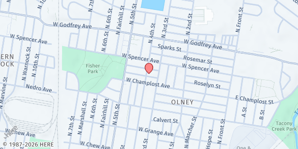Map showing Playstreet 300 Roselyn St. at 327 Roselyn St., Philadelphia, PA