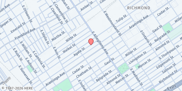 Map showing Playstreet 3100 Agate St. at 3161 Agate St., Philadelphia, PA