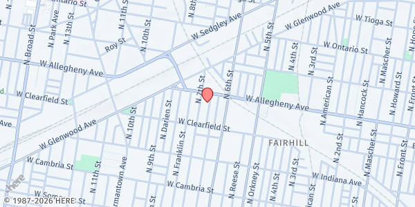 Map showing Playstreet 3100 N. Sheridan St. at 3152 N. Sheridan St., Philadelphia, PA