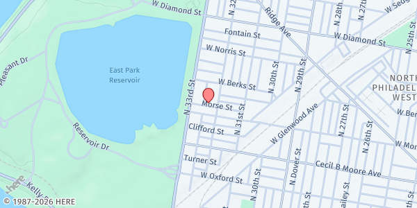 Map showing Playstreet 3200 Morse St. at 3215 Morse St., Philadelphia, PA