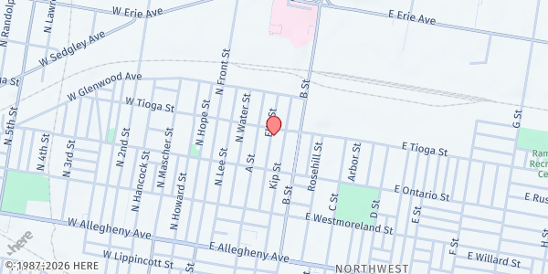 Map showing Playstreet 3400 Ella St. at 3455 N. Ella St., Philadelphia, PA
