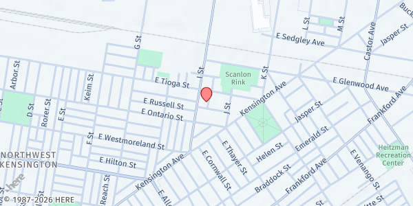 Map showing Playstreet 3400 Palmetto St. at 3458 Palmetto St., Philadelphia, PA