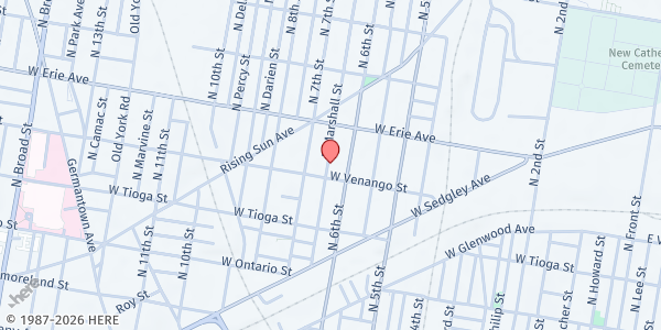 Map showing Playstreet 3600 N Marshall St. at 3619 N Marshall St., Philadelphia, PA