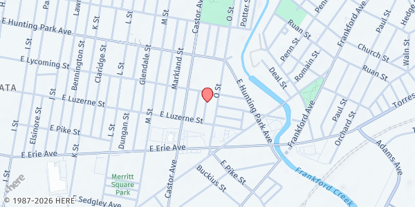 Map showing Playstreet 4000 Ormond St. at 4045 Ormond St., Philadelphia, PA