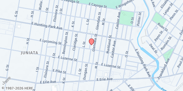 Map showing Playstreet 4100 Dungan St. at 4115 Dungan St., Philadelphia, PA