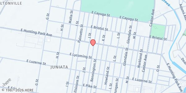 Map showing Playstreet 4100 Lawndale St. at 4146 Lawndale St., Philadelphia, PA