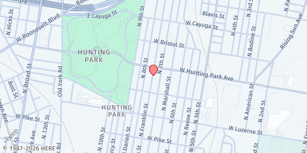 Map showing Playstreet 4100 N. Franklin St. at 4141 N. Franklin St., Philadelphia, PA