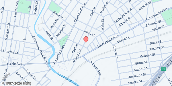 Map showing Playstreet 4200 Orchard St. at 4219 Orchard St., Philadelphia, PA