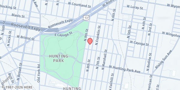 Map showing Playstreet 4300 N. Darien St. at 4319 N. Darien St., Philadelphia, PA