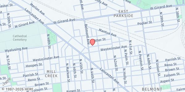Map showing Playstreet 4300 Pennsgrove St. at 4327 Pennsgrove St., Philadelphia, PA