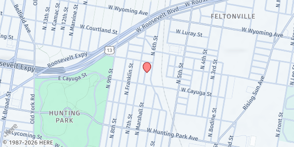 Map showing Playstreet 4400 N Marshall street at 4429 N. Marshall street, Philadelphia, PA