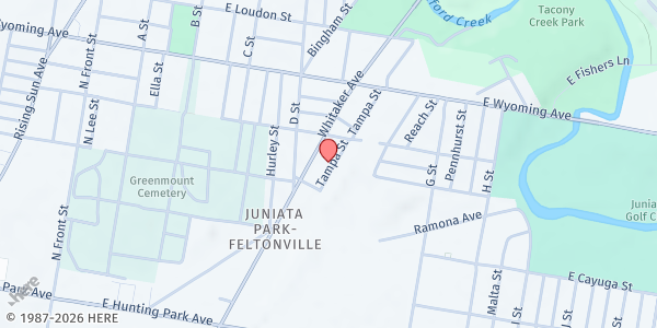 Map showing Playstreet 4500 Tampa St. at 4532 Tampa St., Philadelphia, PA