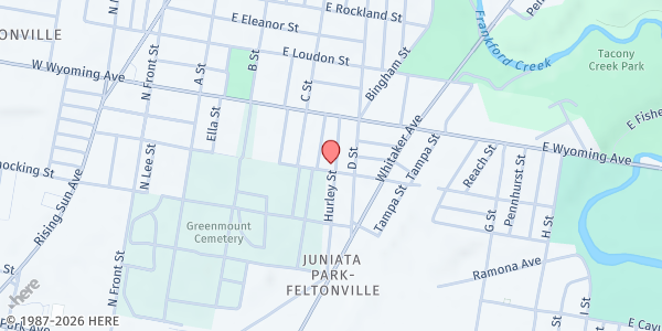 Map showing Playstreet 4600 Hurley St. at 4602 N Hurley St., Philadelphia, PA