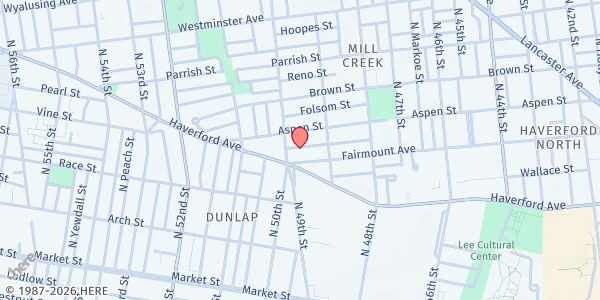 Map showing Playstreet 4900 Olive St at 4934 Olive St, Philadelphia, PA