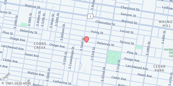 Map showing Playstreet 5300 Delancey St. (Summer Meal Site) at 5344 Delancey St., Philadelphia, PA