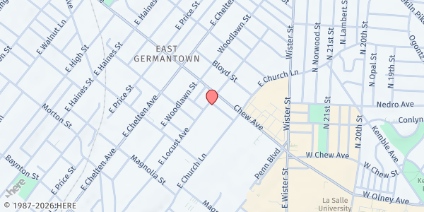 Map showing Playstreet 5500 Crowson st at 5554 Crowson st, Philadelphia, PA