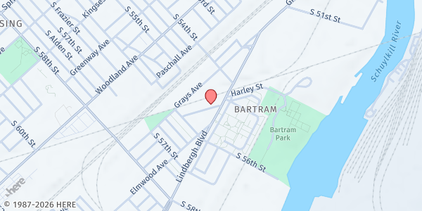 Map showing Playstreet 5500 Wheeler St. at 5509 Wheeler St., Philadelphia, PA