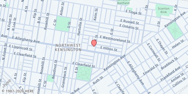 Map showing Playstreet 600 E. Hilton St. at 656 E. Hilton St., Philadelphia, PA