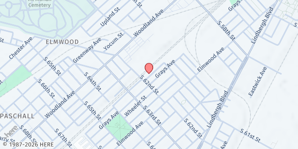 Map showing Playstreet 6100 Glenmore Ave. at 6167 Glenmore Ave., Philadelphia, PA