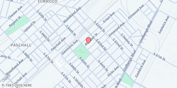 Map showing Playstreet 6300 Wheeler St. at 6342 Wheeler St., Philadelphia, PA