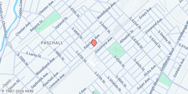 Map showing Playstreet 6500 Linmore Ave - Summer Meal Site at 6532 Linmore Ave, Philadelphia, PA