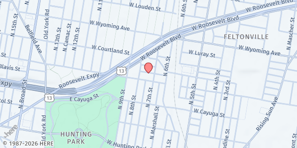 Map showing Playstreet 700 W Annsbury St. at 708 W Annsbury St., Philadelphia, PA