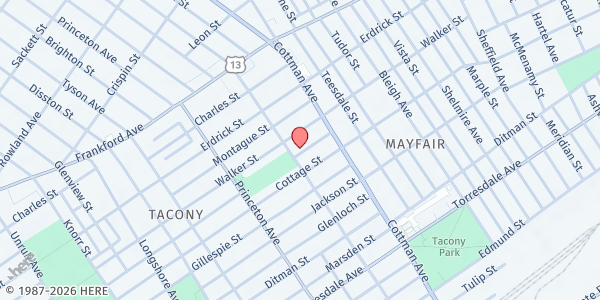 Map showing Playstreet 7200 Algard St. at 7202 Algard St., Philadelphia, PA