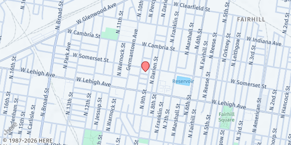 Map showing Playstreet 900 W. Seltzer St at 909 W. Seltzer St, Philadelphia, PA