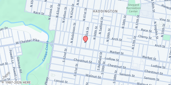 Map showing Playstreet Unit Blk N. Millick St. at 26 N. Millick St., Philadelphia, PA