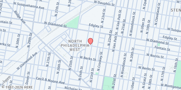 Map showing Raymond Rosen Manor at 2341 W Norris St, Philadelphia, PA