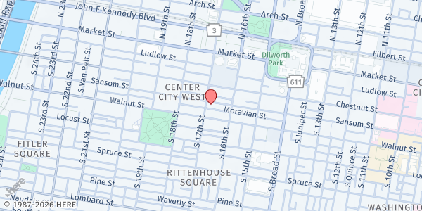 Map showing Resurrection Philadelphia at 123 South 17th Street, Philadelphia, PA