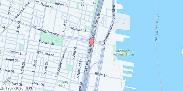 Map showing Rizzo Rink Recreation Center - Summer Meal Site at 1001 S. Front St., Philadelphia, PA