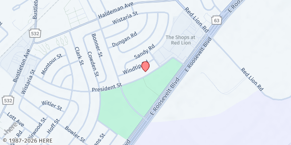 Map showing Robert Hayes Playground at 9945 President St., Philadelphia, PA