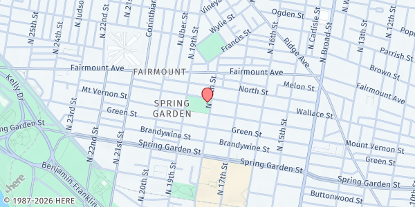 Map showing Roberto Clemente Recreation Center at 1800 Wallace St., Philadelphia, PA