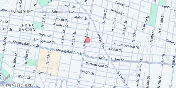 Map showing Rodeph Shalom at 1339 Green St., Philadelphia, PA