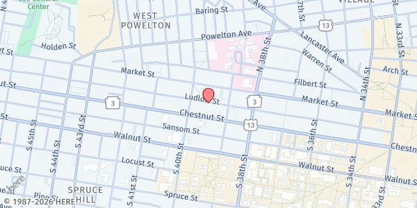 Map showing Ronald McDonald House at 3920 Ludlow St., Philadelphia, PA