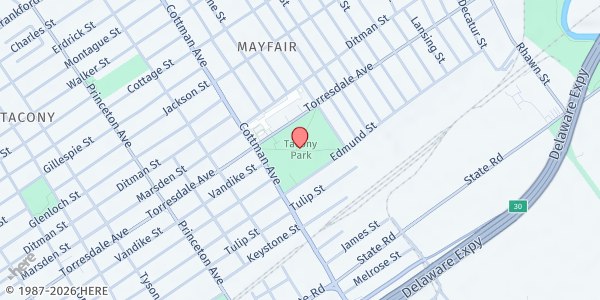 Map showing Russo Park Playground at 7321 Torresdale Ave., Philadelphia, PA