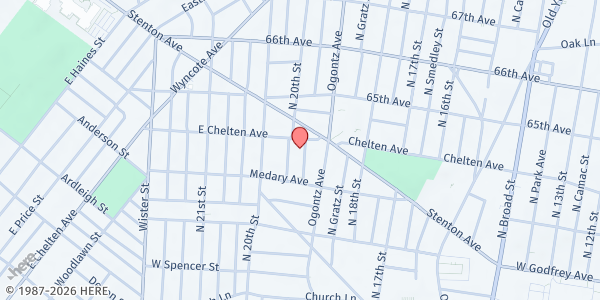 Map showing Saint Benedict Food Cupboard at 1940 Chelten Avenue, Philadelphia, PA
