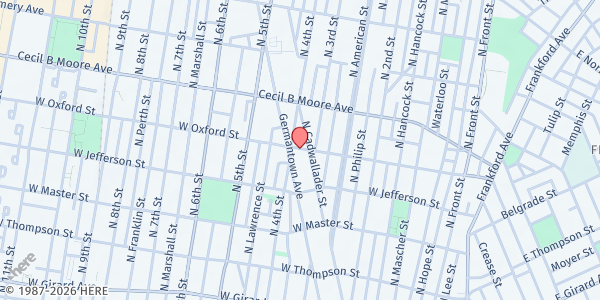 Map showing Salvation Army - Greater Philadelphia at 350 W Oxford St, Philadelphia, PA